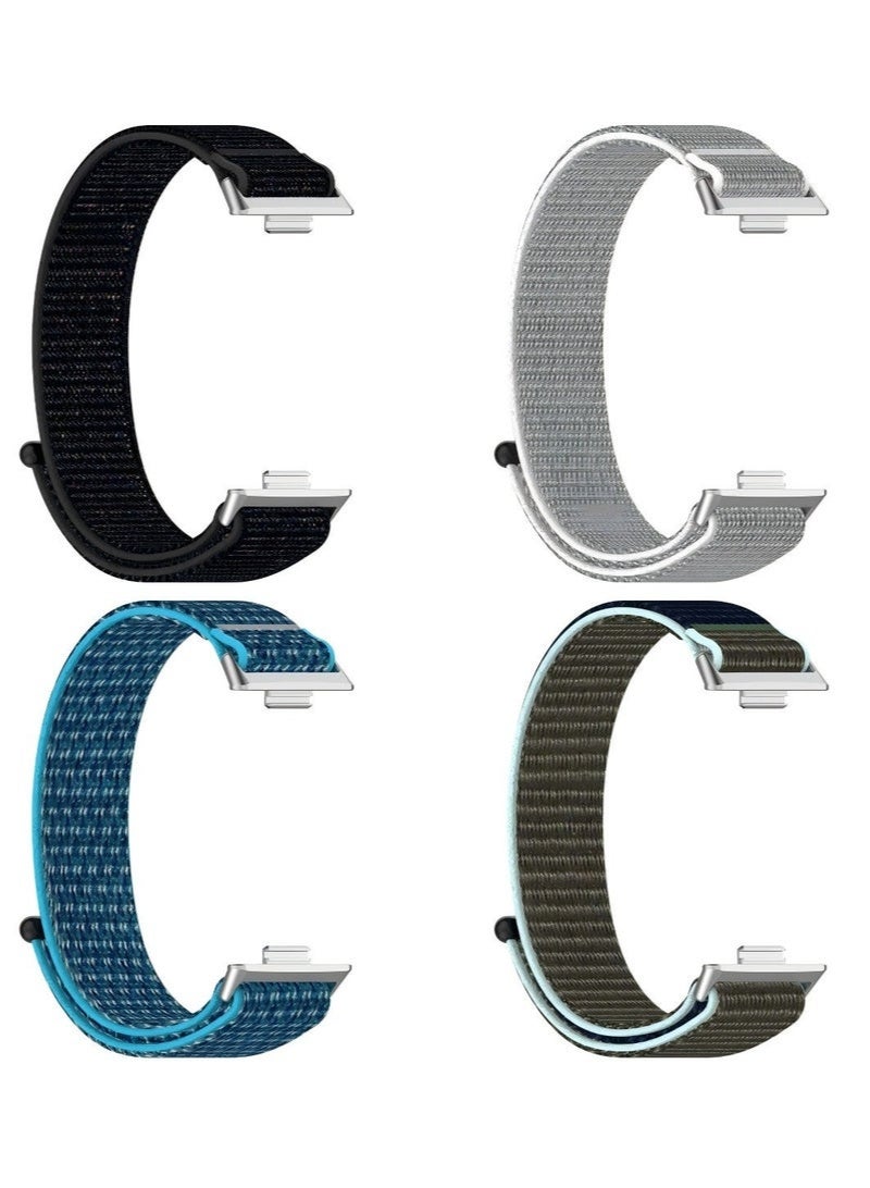 HW 4pcs Nylon Woven Strap, Suitable For Huawei Fit 3/Fit 4/Fit 4 Pro, Waterproof, Breathable, Adjustable Sports Strap - Image 1